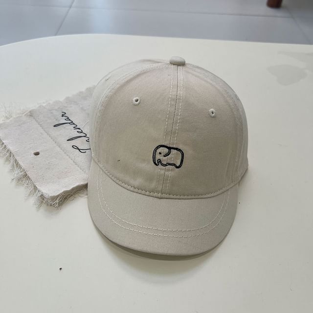 Elephant Embroidered Short Brim Cap