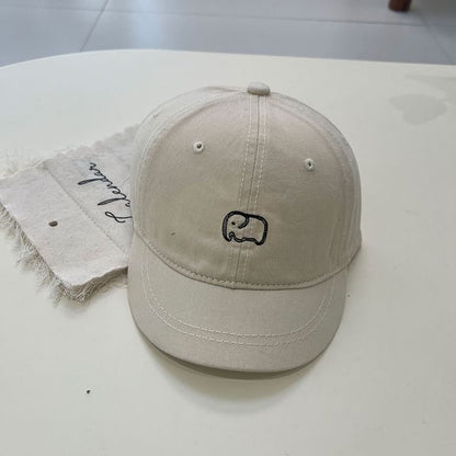 Elephant Embroidered Short Brim Cap