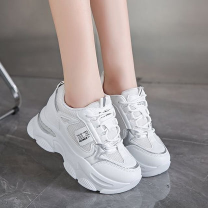 Applique Lace-Up Platform Sneakers