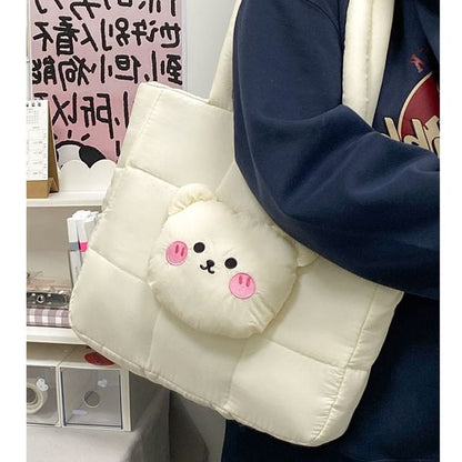 Applique Quilted Nylon Tote Bear Bag