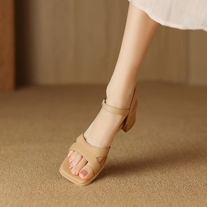Cutout Block Heel Sandals