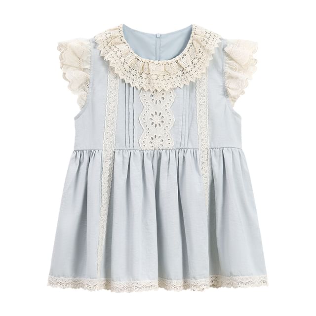 Pintuck Lace Panel Blouse with Midi A-Line Skirt