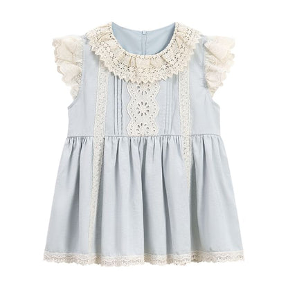 Pintuck Lace Panel Blouse with Midi A-Line Skirt