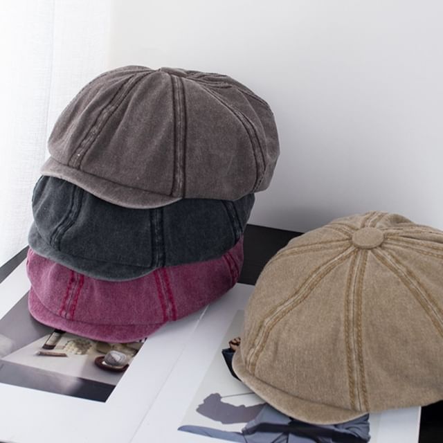 Vintage Washed Cotton Newsboy Cap