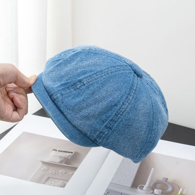 Denim Short Brim Newsboy Cap