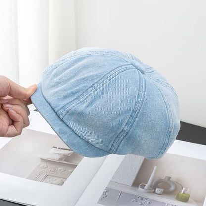 Denim Short Brim Newsboy Cap