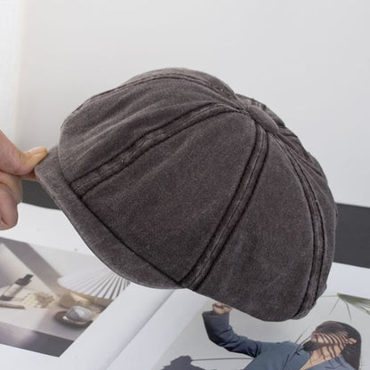 Vintage Washed Cotton Newsboy Cap