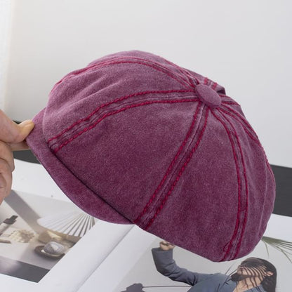 Vintage Washed Cotton Newsboy Cap