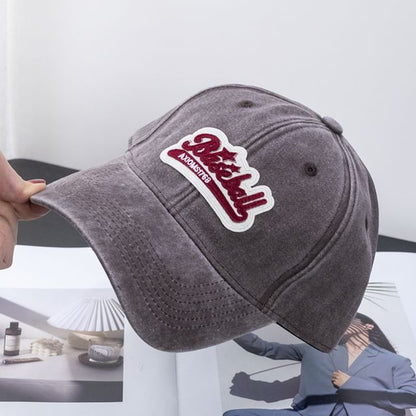 Embroidered Curved Brim Vintage Washed Cotton Baseball Cap