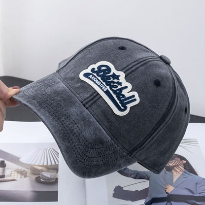 Embroidered Curved Brim Vintage Washed Cotton Baseball Cap
