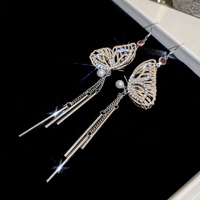 Butterfly Necklace / Fringed Earring