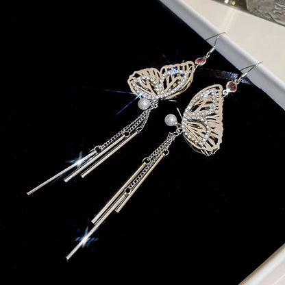 Butterfly Necklace / Fringed Earring