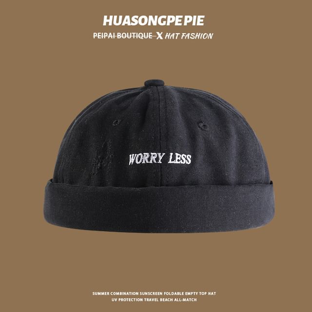 Letter Embroidered Brimless Cap
