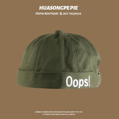 Letter Embroidered Brimless Cap