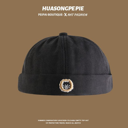 Letter Embroidered Brimless Cap