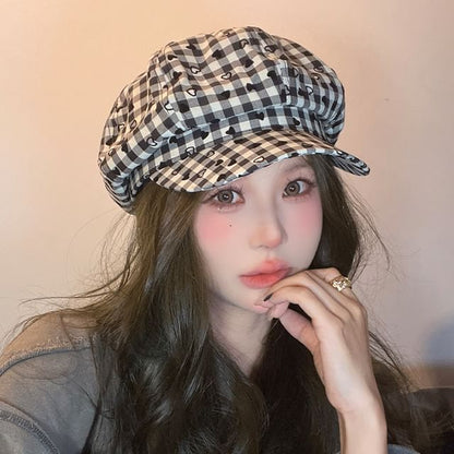 Heart Newsboy Cap Print