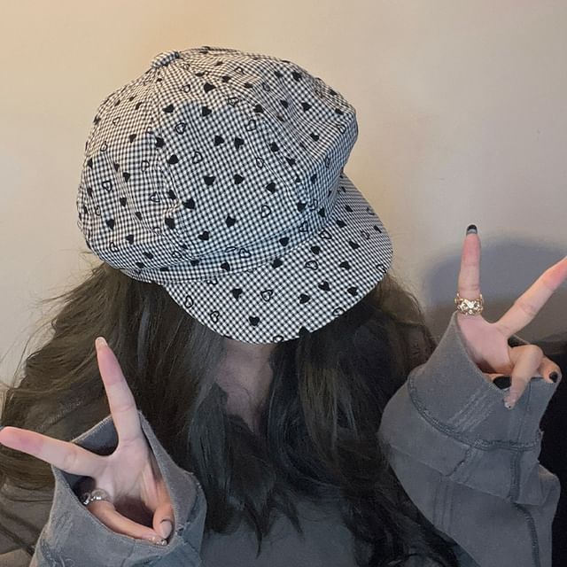 Heart Newsboy Cap Print