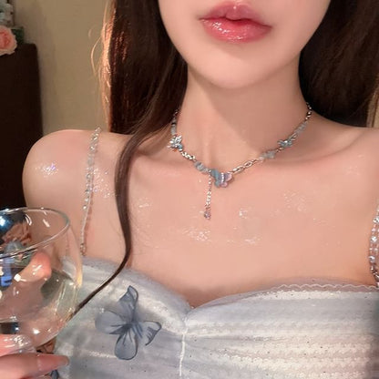 Butterfly Faux Pearl Layered Alloy Choker (Various Designs)