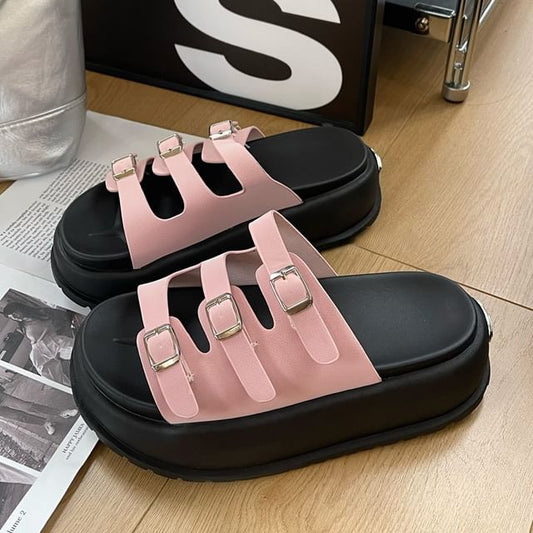 Platform Plain Buckled Sandals