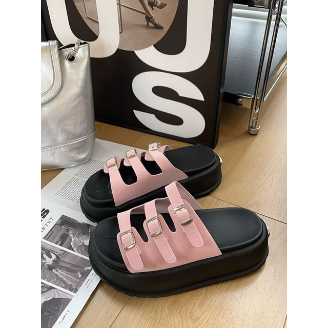 Platform Plain Buckled Sandals