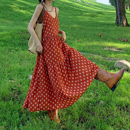 Spaghetti Strap Patterned Maxi Sundress