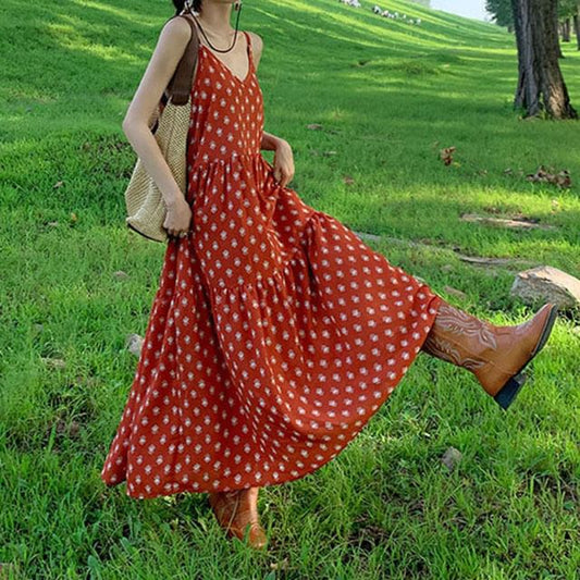 Spaghetti Strap Patterned Maxi Sundress