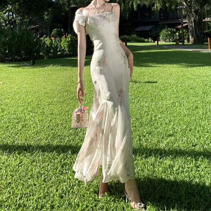 Spaghetti Strap Floral Maxi Mermaid Dress