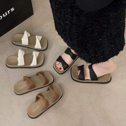 Plain Twist Slide Sandals