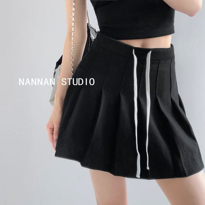 Sleeveless Cropped Polo Shirt with Pleated Mini Skirt in 6 Colors