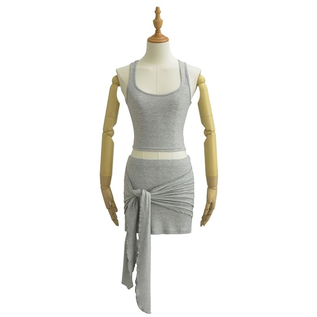 Scoop Neck Tank Top & Mini Skirt Set