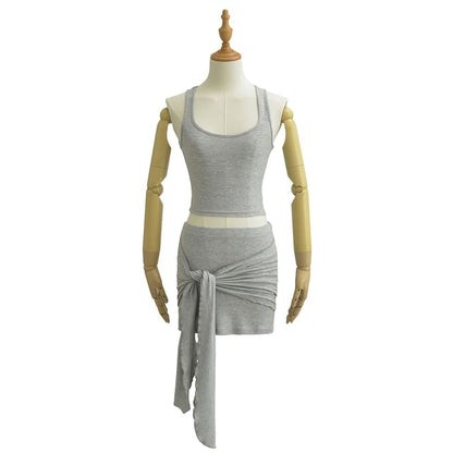 Scoop Neck Tank Top & Mini Skirt Set
