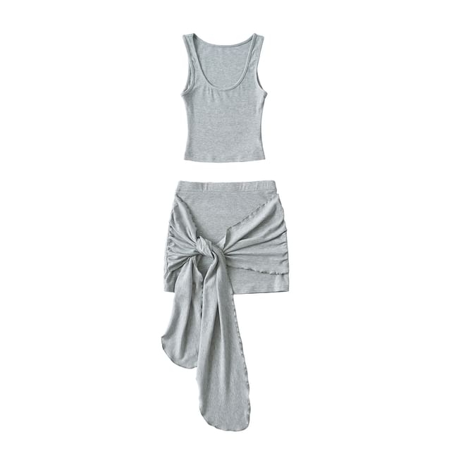 Scoop Neck Tank Top & Mini Skirt Set