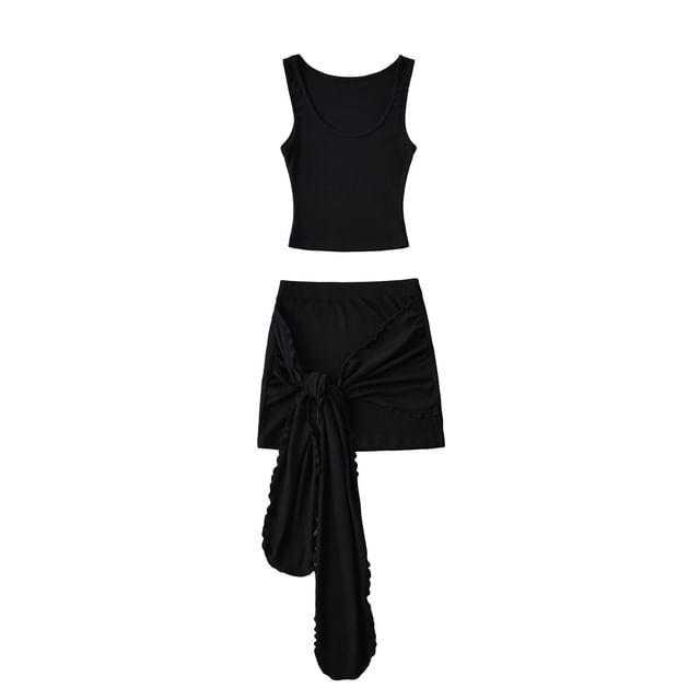 Scoop Neck Tank Top & Mini Skirt Set