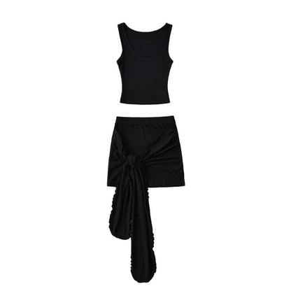 Scoop Neck Tank Top & Mini Skirt Set