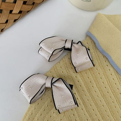 Bow Faux Pearl Hair Clip