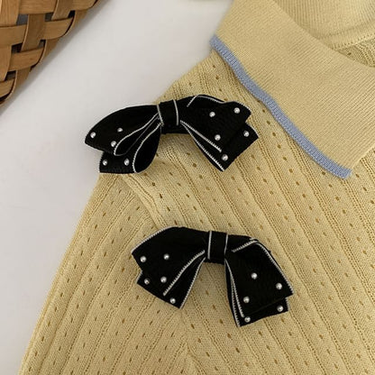 Bow Faux Pearl Hair Clip