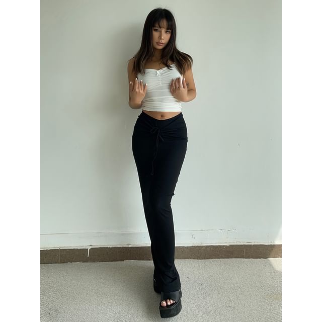 Drawstring-Waist Maxi Pencil Skirt
