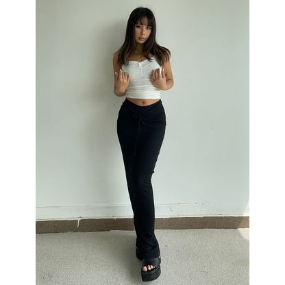 Drawstring-Waist Maxi Pencil Skirt
