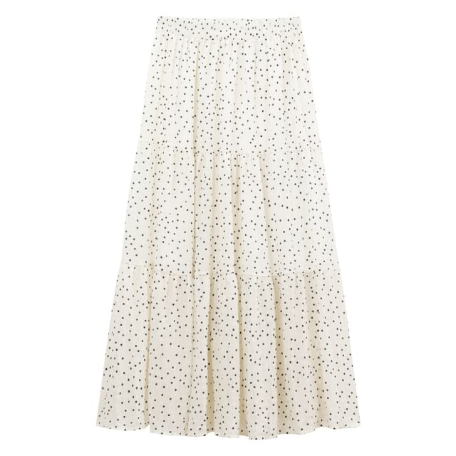 Polka Dot Maxi A-Line Skirt