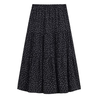 Polka Dot Maxi A-Line Skirt