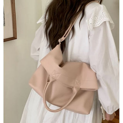 Faux Leather Crossbody Tote Bag