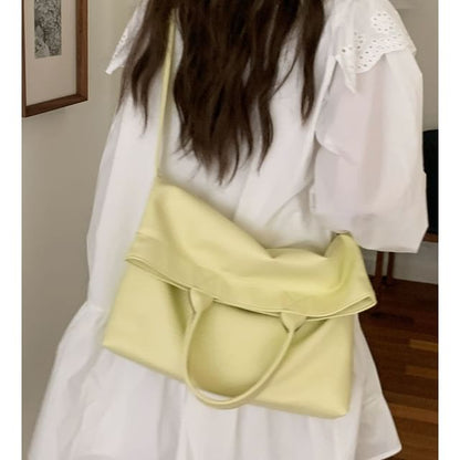 Faux Leather Crossbody Tote Bag