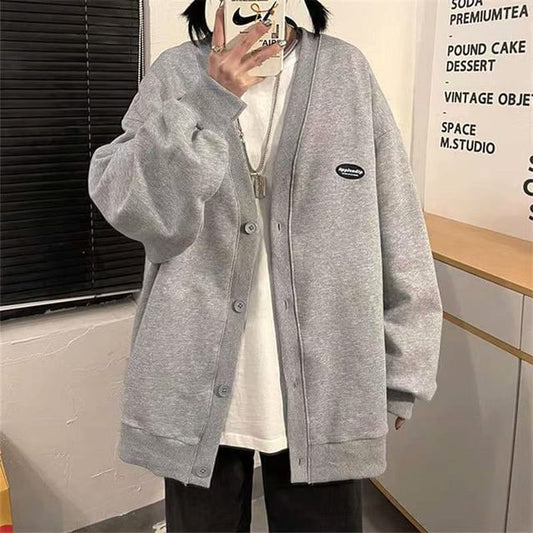 V-Neck Plain Button Jacket