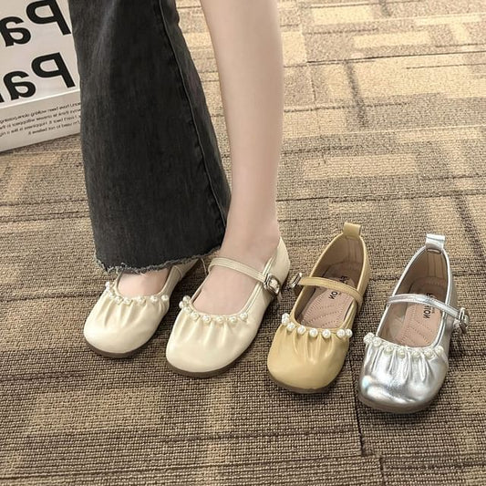 Faux Mary Pearl Jane Flats