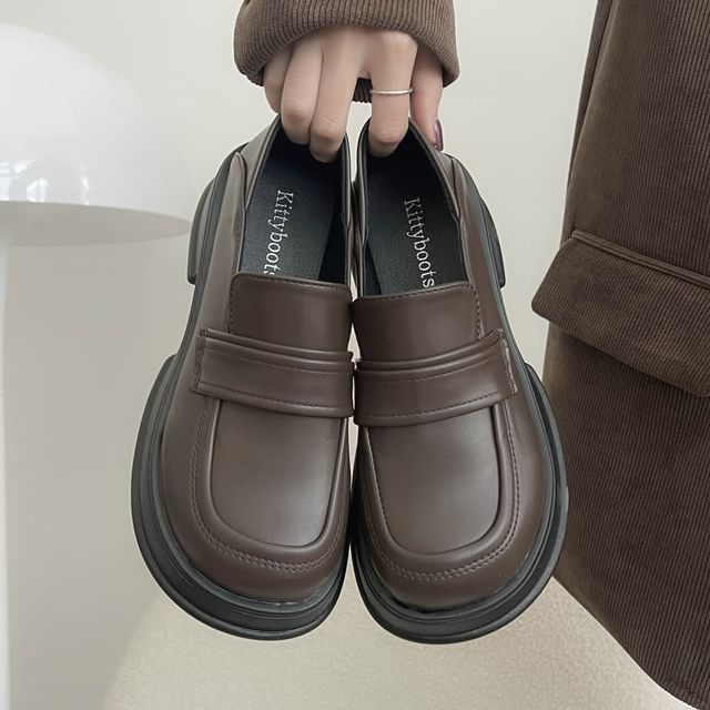 Heel Platform Loafers Chunky