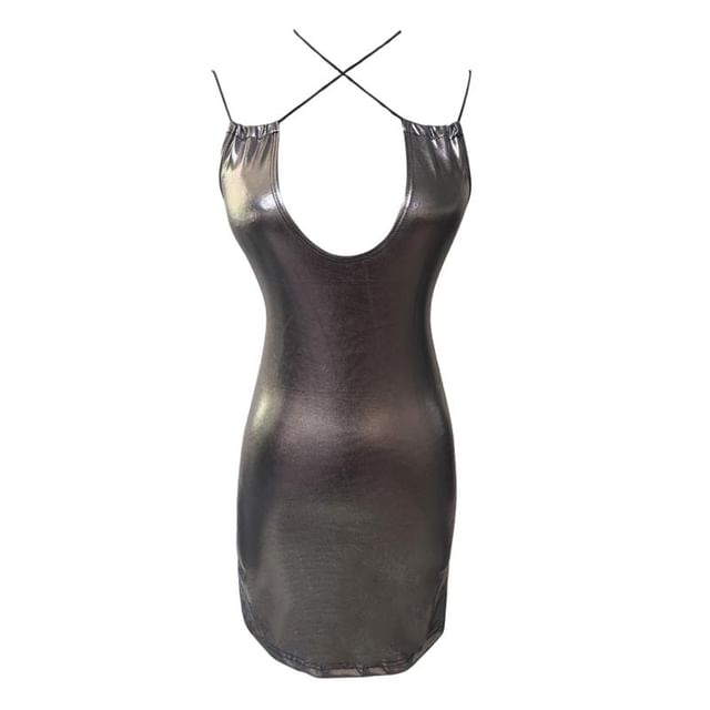 Spaghetti Strap Scoop Neck Bodycon Mini Party Dress