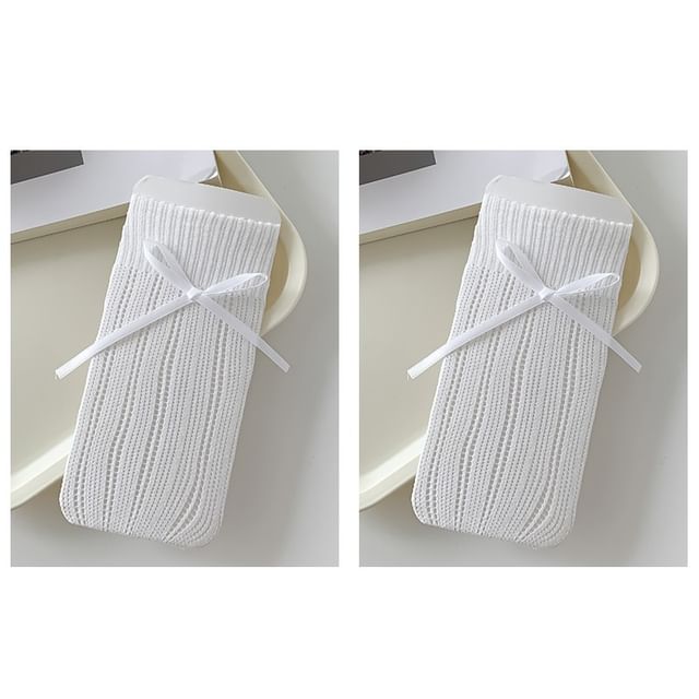 Striped Pointelle Knit Socks / Set