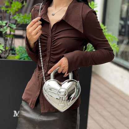 Heart Chain Strap Crossbody Bag