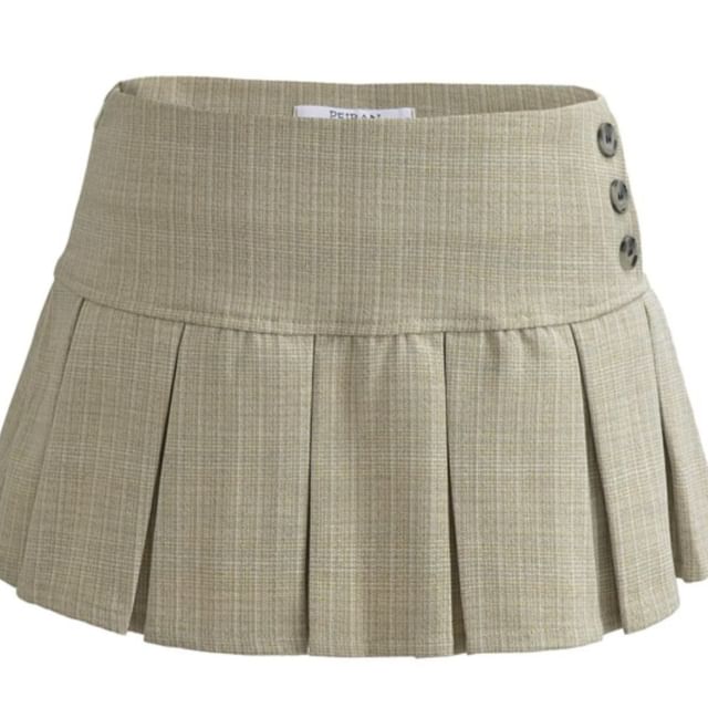 Mid-Rise Plaid Mini Pleated Skirt