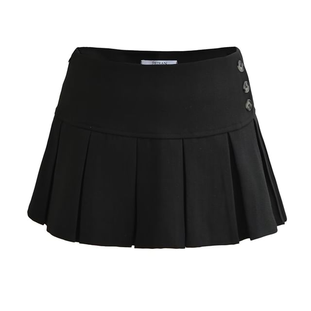 Mid-Rise Plaid Mini Pleated Skirt